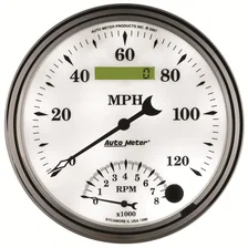 GAUGE; TACH/SPEEDO; 5in.; 120MPH/8K RPM; ELEC. PROGRAM; OLD TYME WHITE II image 4