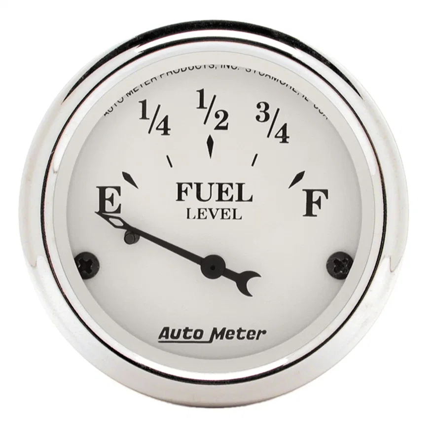 GAUGE; FUEL LEVEL; 2 1/16in.; 73OE TO 10OF; ELEC; OLD TYME WHITE