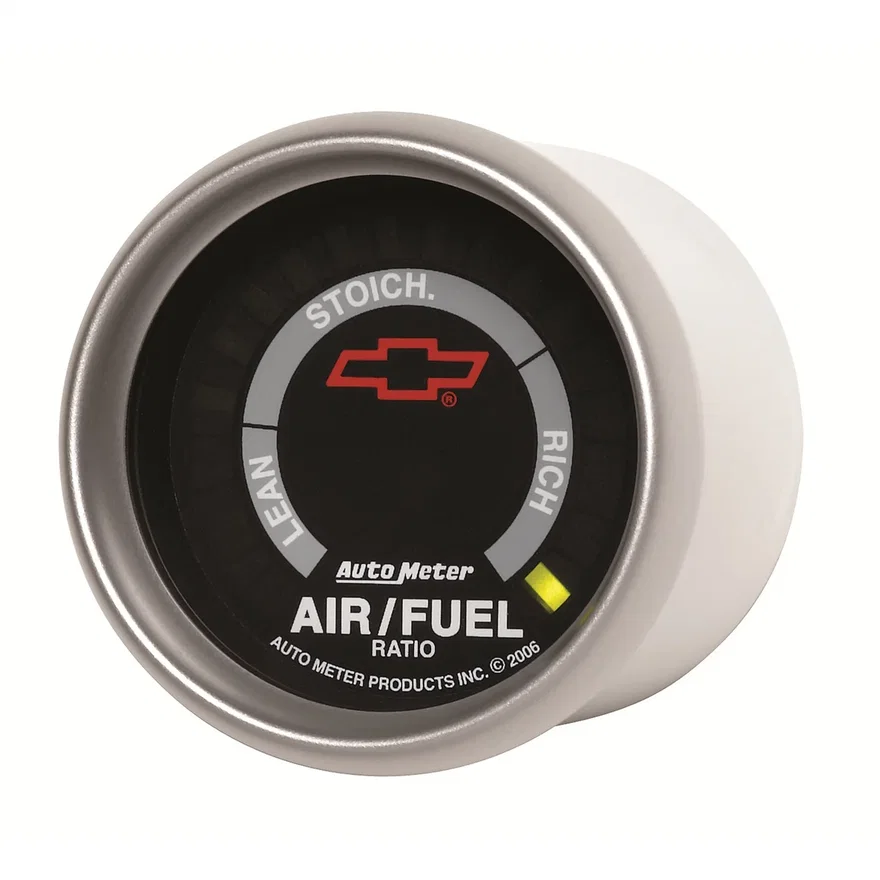 GAUGE; AIR/FUEL RATIO-NARROWBAND; 2 1/16in.; LEAN-RICH; LED ARRAY; CHEVY RED BOW