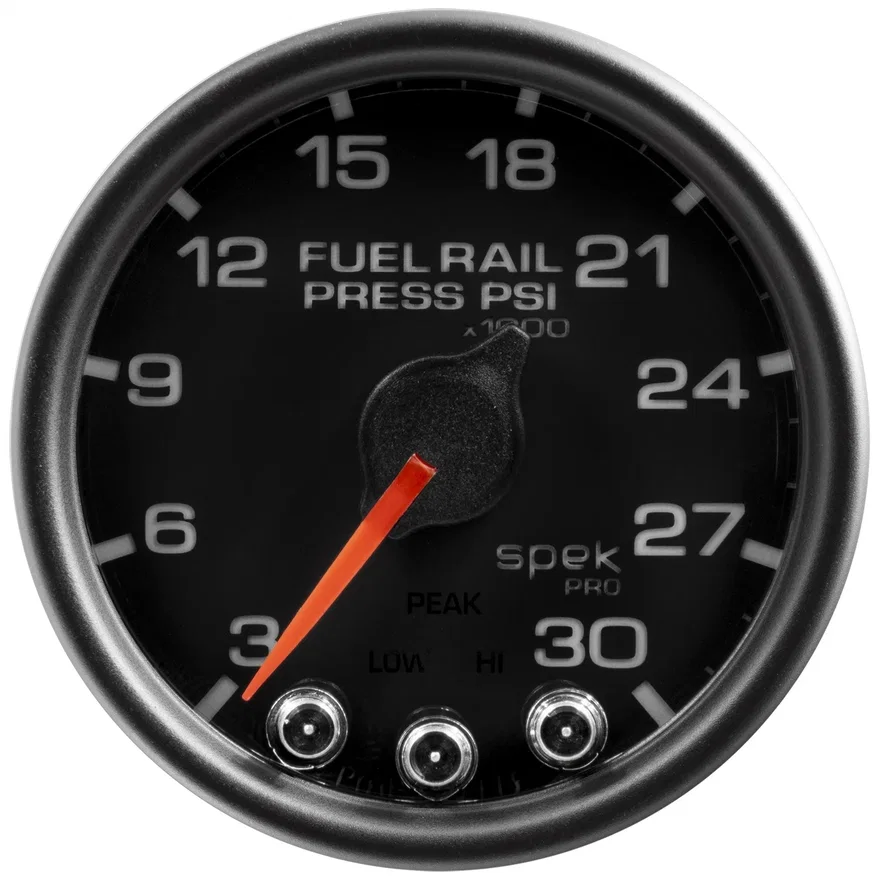 GAUGE; RAIL PRESS; 2 1/16in.; 30KPSI; STEPPER MOTOR W/PEAK/WARN; BLK/BLK; SPEK