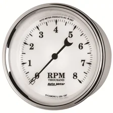 GAUGE; TACHOMETER; 3 3/8in.; 8K RPM; IN-DASH; OLD TYME WHITE II image 2