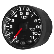 GAUGE; TACH; 2 1/16in.; 11K RPM; W/SHIFT LIGHT/PEAK MEM; BLK/BLK; SPEK-PRO image 4