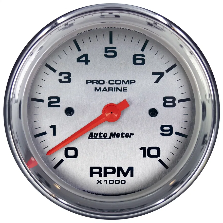 GAUGE; TACHOMETER; 3 3/8in.; 10K RPM; MARINE CHROME