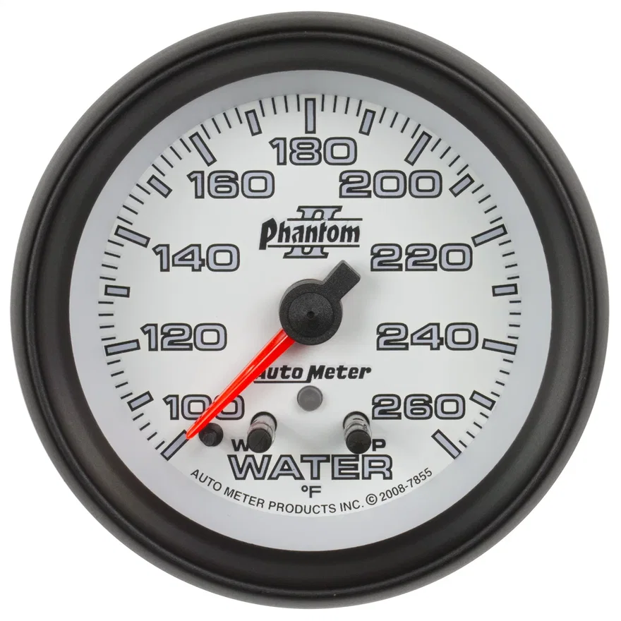 GAUGE; WATER TEMP; 2 5/8in.; 260deg.F; STEPPER MOTOR W/PEAK/WARN; PHANTOM II