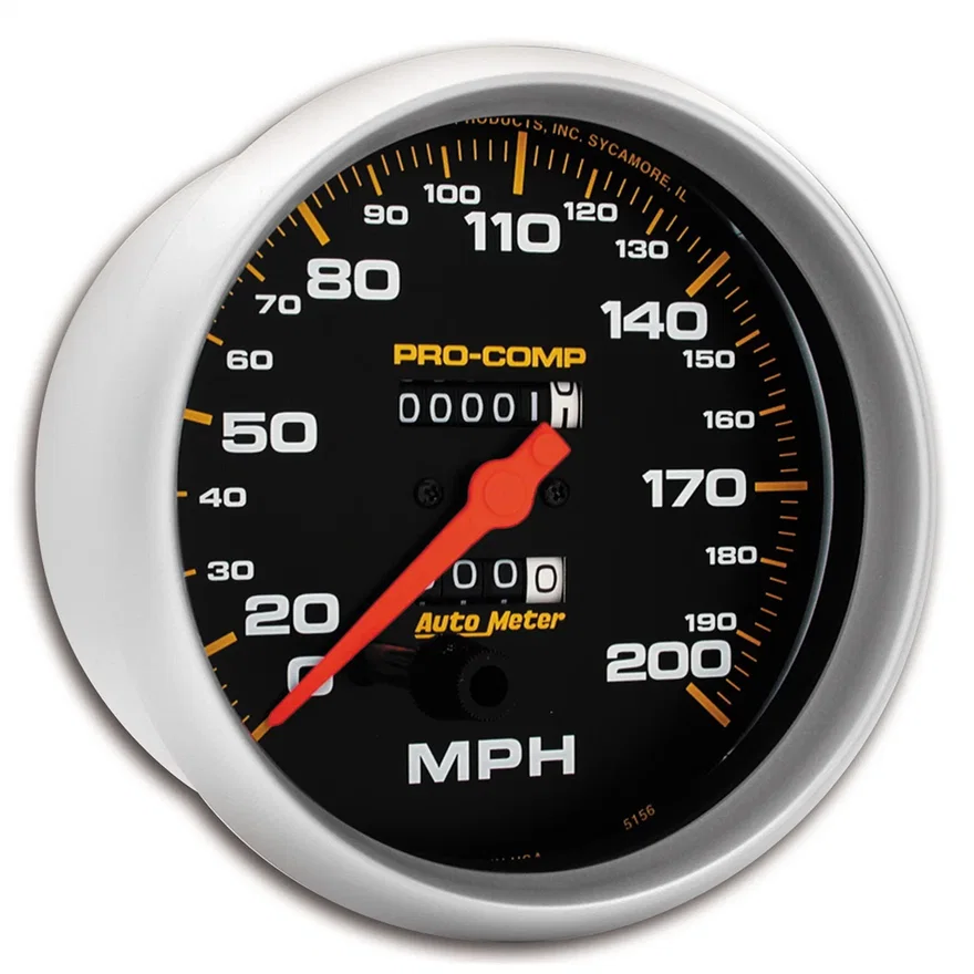 GAUGE; SPEEDOMETER; 5in.; 200MPH; MECHANICAL; PRO-COMP