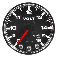 GAUGE; VOLTMETER; 2 1/16in.; 16V; STEPPER MOTOR W/PEAK/WARN; BLK/CHRM; SPEK-PRO image 2