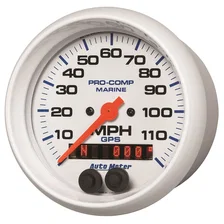 GAUGE; SPEEDOMETER; 3 3/8in.; 120MPH; GPS; MARINE WHITE image 2