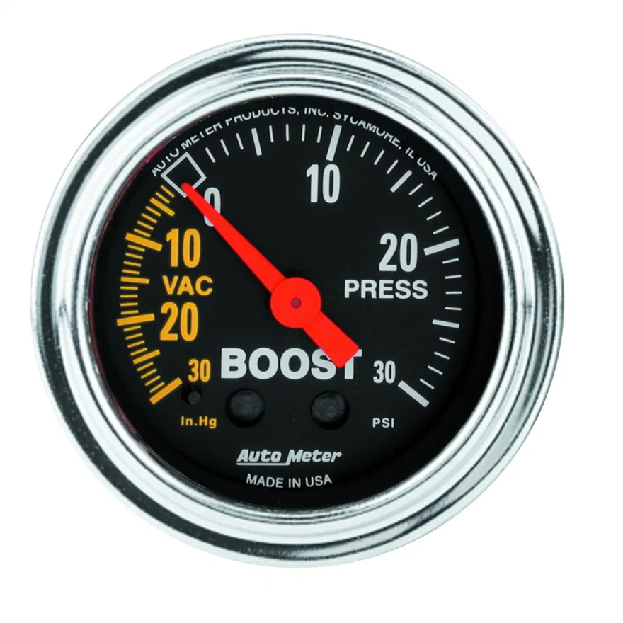GAUGE; VAC/BOOST; 2 1/16in.; 30INHG-30PSI; MECHANICAL; TRADITIONAL CHROME