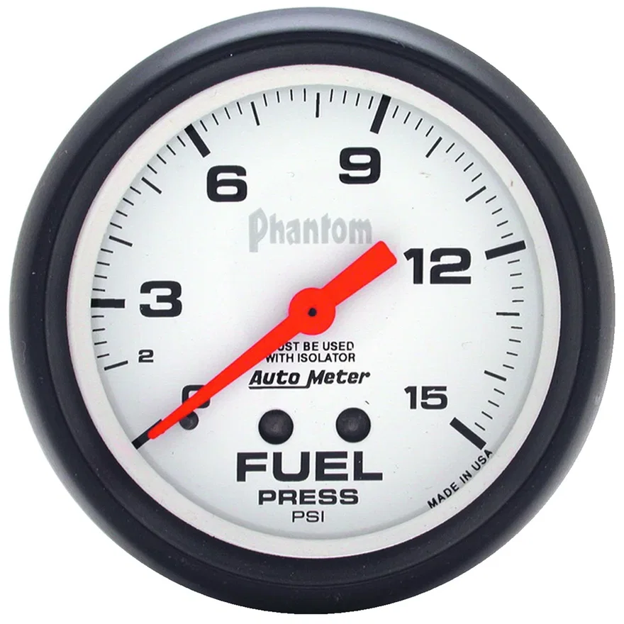 GAUGE; FUEL PRESSURE; 2 5/8in.; 15PSI; MECHANICAL W/ISOLATOR; PHANTOM