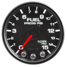 GAUGE; FUEL PRESS; 2 1/16in.; 15PSI; STEPPER MOTOR W/PEAK/WARN; BLK/BLK; SPEK image 2