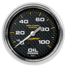 GAUGE; OIL PRESSURE; 2 5/8in.; 100PSI; MECHANICAL; MARINE CARBON FIBER image 1
