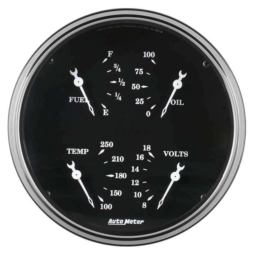 GAUGE; QUAD; 5in.; 0OE-90OF; ELEC; OLD TYME BLACK