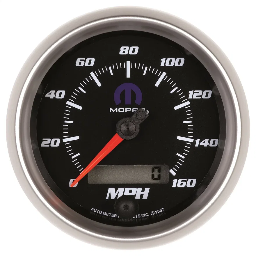 GAUGE; SPEEDOMETER; 3 3/8in.; 160MPH; ELEC. PROGRAMMABLE; BLACK; MOPAR