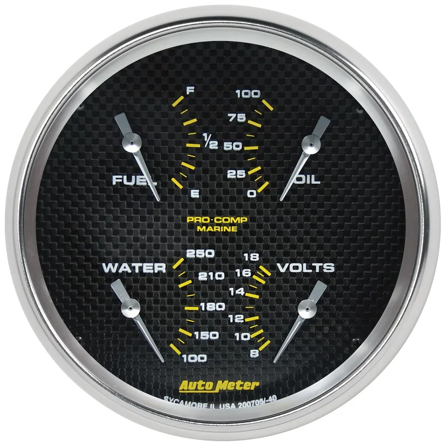 GAUGE; QUAD; 5in.; 240OE-33OF; ELEC; MARINE CARBON FIBER