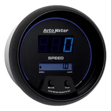 GAUGE; SPEEDO; 3 3/8in.; 260MPH/260KM/H; ELEC PROGRAM; DIGITAL; BLACK W/BLU LED image 3