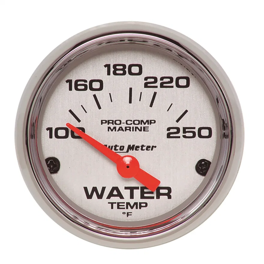 GAUGE; WATER TEMP; 2 1/16in.; 100-250deg.F; ELECTRIC; MARINE CHROME
