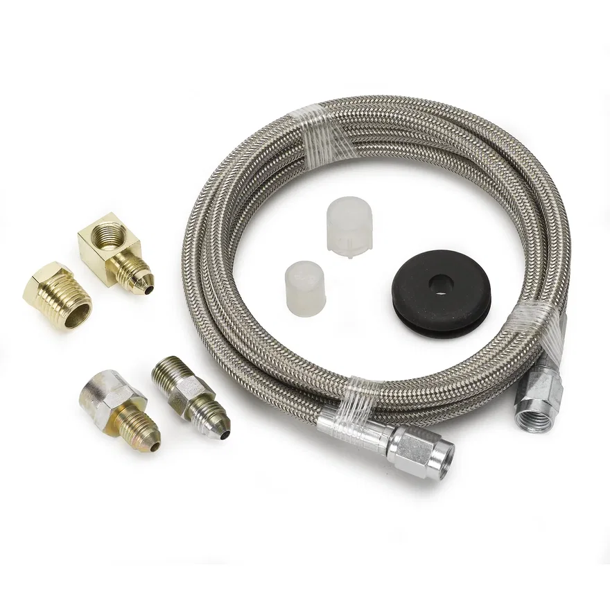 LINE; BRAIDED STAINLESS STEEL; #3 DIA.; 6FT. LENGTH;-3AN AND 1/8in. NPTF FITTING