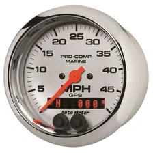 GAUGE; SPEEDOMETER; 3 3/8in.; 50MPH; GPS; MARINE CHROME image 2