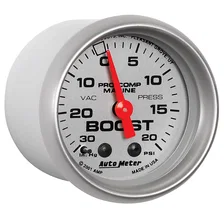 GAUGE; VAC/BOOST; 2 1/16in.; 30INHG-20PSI; MECHANICAL; MARINE SILVER image 3