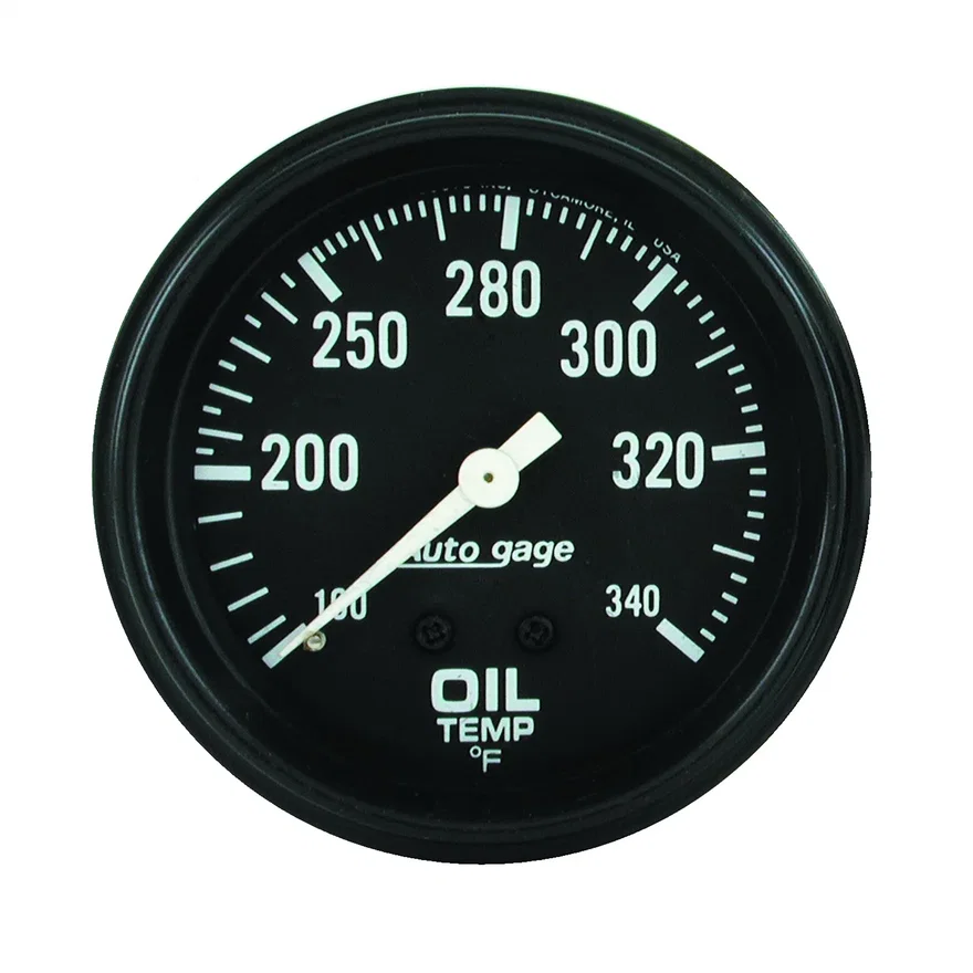 GAUGE; OIL TEMPERATURE; 2 5/8in. 100-340deg.F; MECHANICAL; BLACK; AUTOGAGE