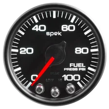GAUGE; FUEL PRESS; 2 1/16in.; 100PSI; STEPPER MOTOR W/PEAK/WARN; BLK/BLK; SPEK image 2