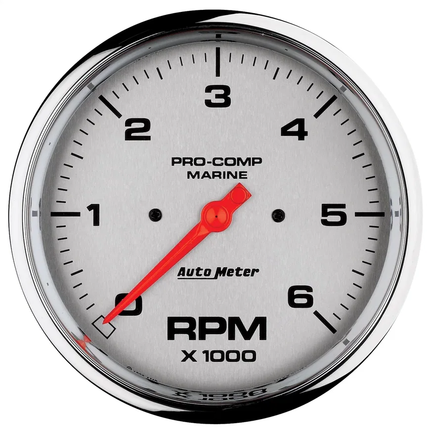 GAUGE; TACHOMETER; 5in.; 6K RPM; MARINE CHROME