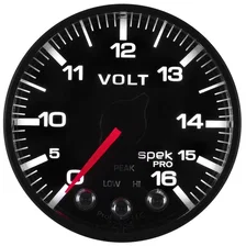 GAUGE; VOLTMETER; 2 1/16in.; 16V; STEPPER MOTOR W/PEAK/WARN; BLK/BLK; SPEK-PRO image 5