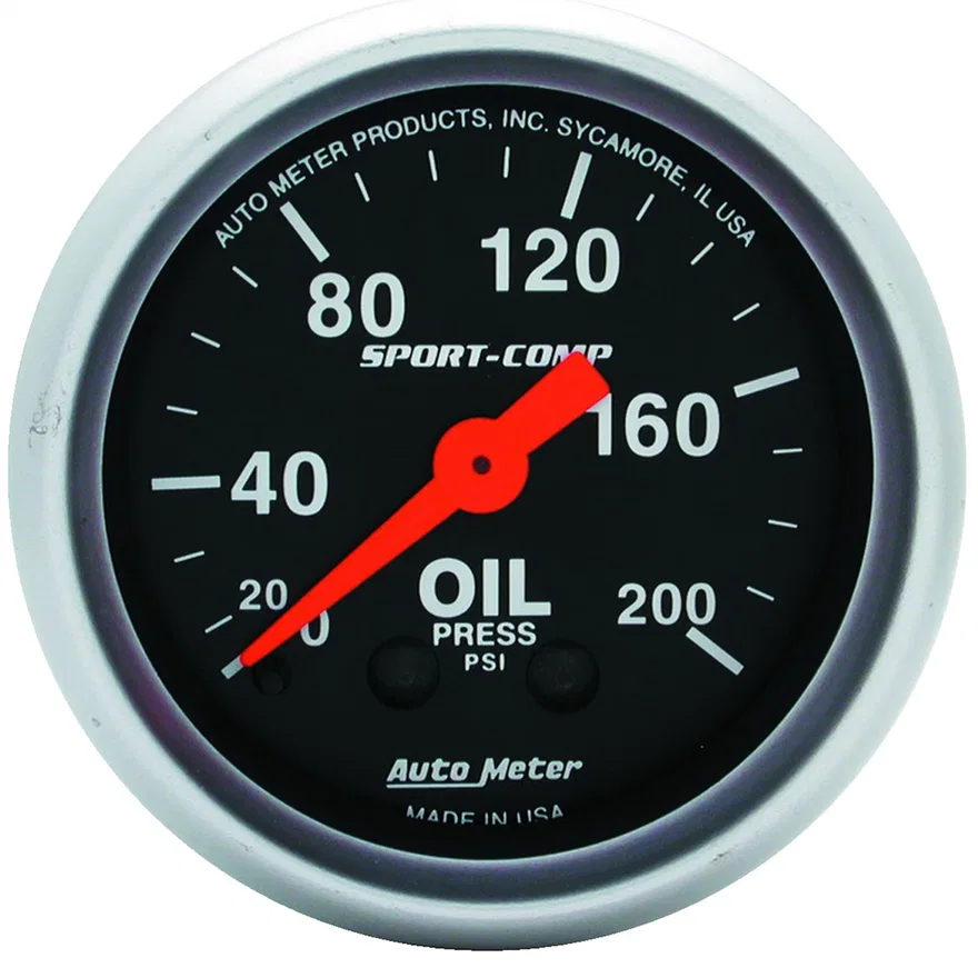 GAUGE; OIL PRESSURE; 2 1/16in.; 200PSI; MECHANICAL; SPORT-COMP