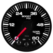 GAUGE; BOOST; 2 1/16in.; 60PSI; STEPPER MOTOR W/PEAK/WARN; BLK/BLACK; SPEK-PRO image 5