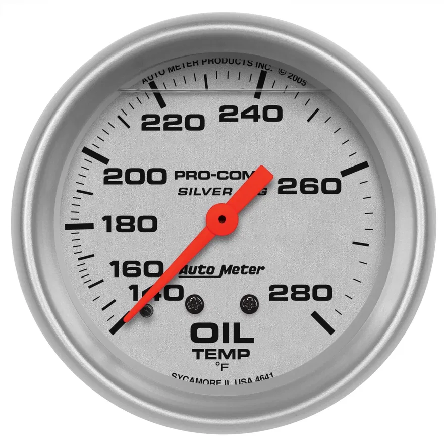 GAUGE; OIL TEMP; 2 5/8in.; 140-280deg.F; 8FT.; LIQUID FILLED MECH; ULTRA-LITE
