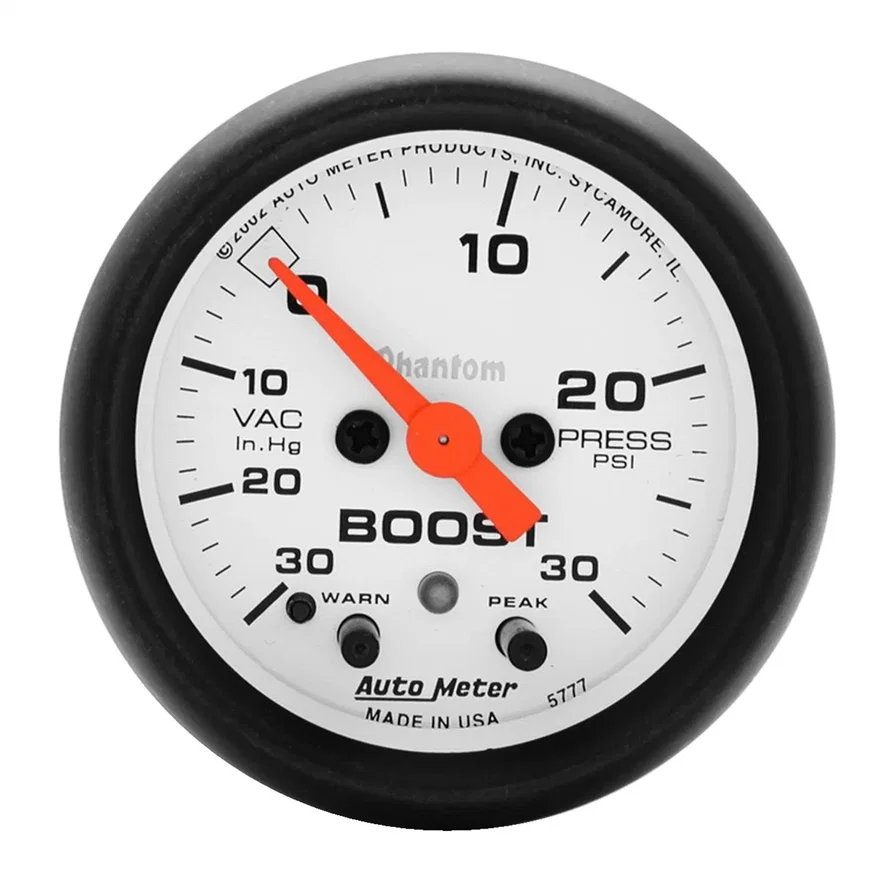 GAUGE; VAC/BOOST; 2 1/16in.; 30INHG-30PSI; STEPPER MOTOR W/PEAK/WARN; PHANTOM