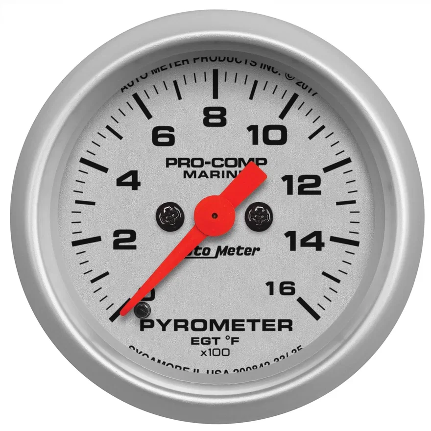 GAUGE; PYROMETER; 2 1/16in.; 0-1;600deg.F; MARINE SILVER