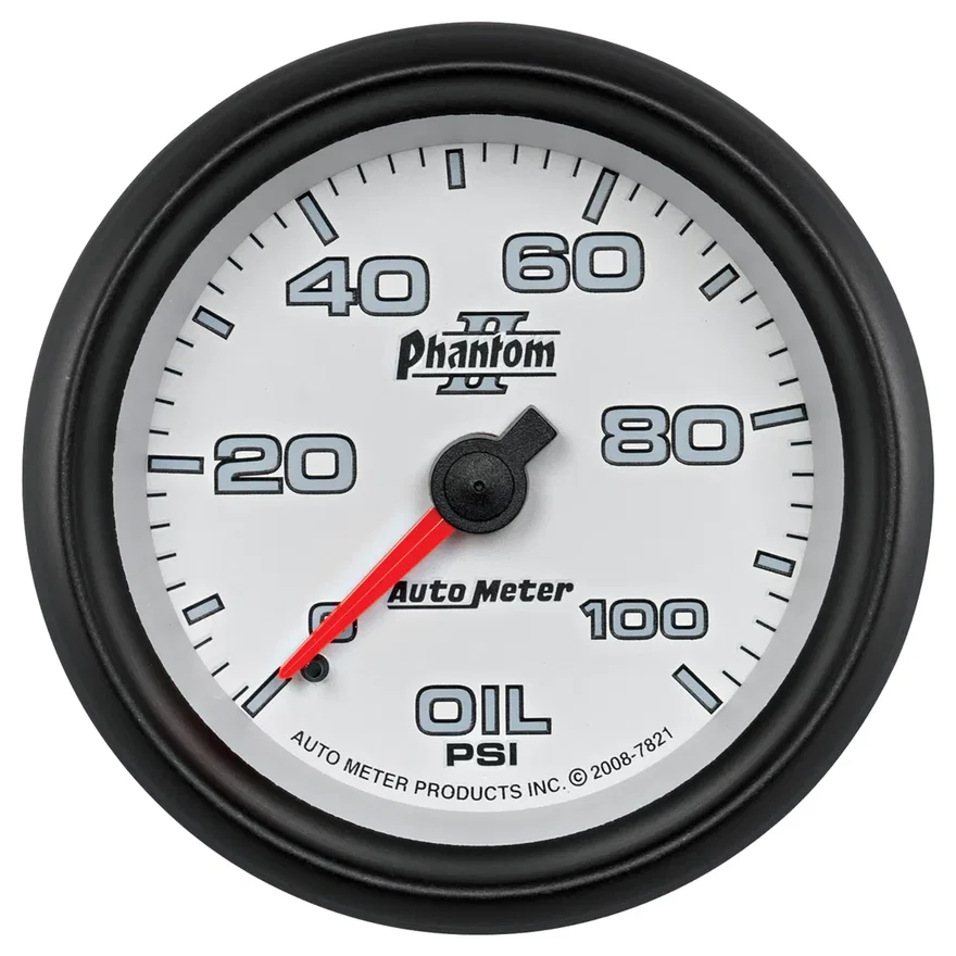 GAUGE; OIL PRESSURE; 2 5/8in.; 100PSI; MECHANICAL; PHANTOM II