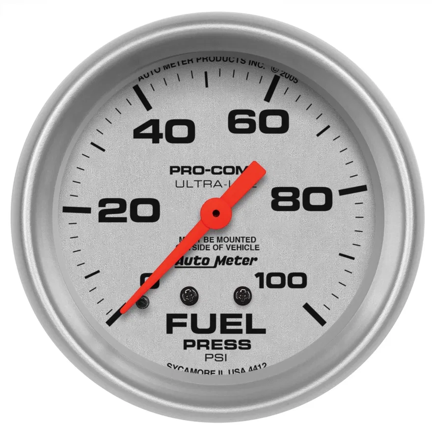 GAUGE; FUEL PRESSURE; 2 5/8in.; 100PSI; MECHANICAL; ULTRA-LITE