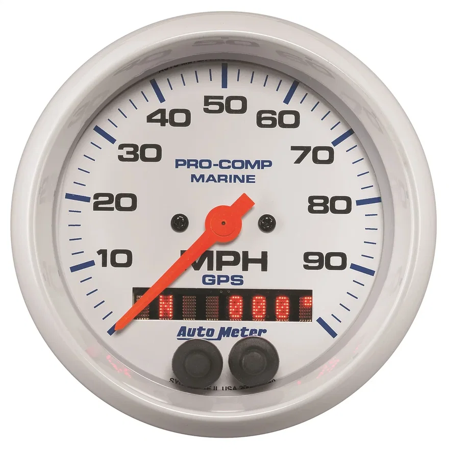 GAUGE; SPEEDOMETER; 3 3/8in.; 100MPH; GPS; MARINE WHITE