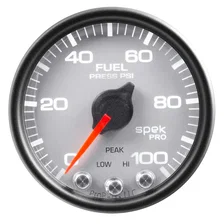GAUGE; FUEL PRESS; 2 1/16in.; 100PSI; STEPPER MOTOR W/PEAK/WARN; SLVR/BLK; SPEK image 2