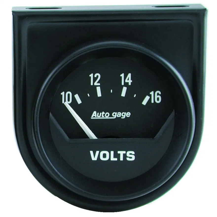 GAUGE CONSOLE; VOLTMETER; 2in.; 16V; SHORT SWEEP; BLACK; AUTOGAGE