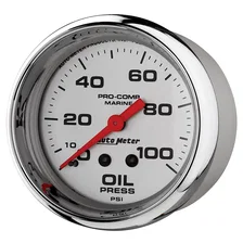 GAUGE; OIL PRESSURE; 2 5/8in.; 100PSI; MECHANICAL; MARINE CHROME image 2