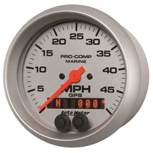 GAUGE; SPEEDOMETER; 3 3/8in.; 50MPH; GPS; MARINE SILVER image 2