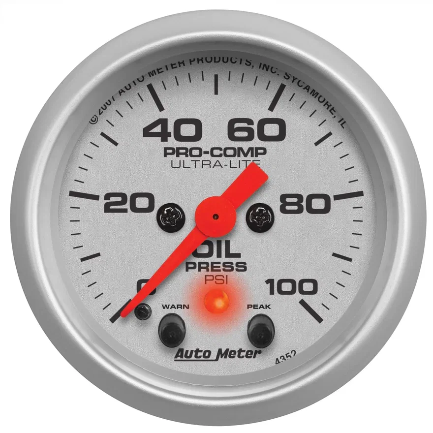 GAUGE; OIL PRESS; 2 1/16in.; 100PSI; DIGITAL STEPPER MOTOR W/PK/WRN; ULTRA-LITE