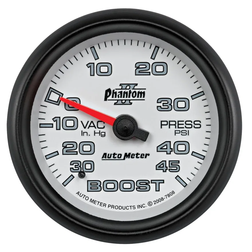 GAUGE; VAC/BOOST; 2 5/8in.; 30INHG-45PSI; MECHANICAL; PHANTOM II