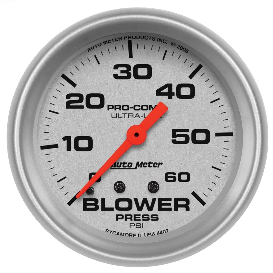 GAUGE; BLOWER PRESS; 2 5/8in.; 60PSI; MECHANICAL; ULTRA-LITE