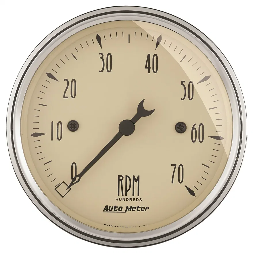 GAUGE; TACHOMETER; 3 1/8in.; 7K RPM; IN-DASH; ANTIQUE BEIGE