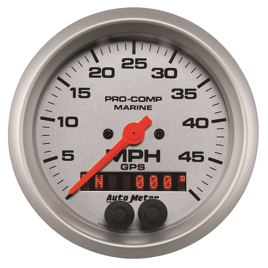 GAUGE; SPEEDOMETER; 3 3/8in.; 50MPH; GPS; MARINE SILVER