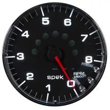 GAUGE; TACHOMETER; 5in.; 8K RPM; W/SHIFT LIGHT/PEAK MEM; BLACK/CHROME; SPEK-PRO image 2