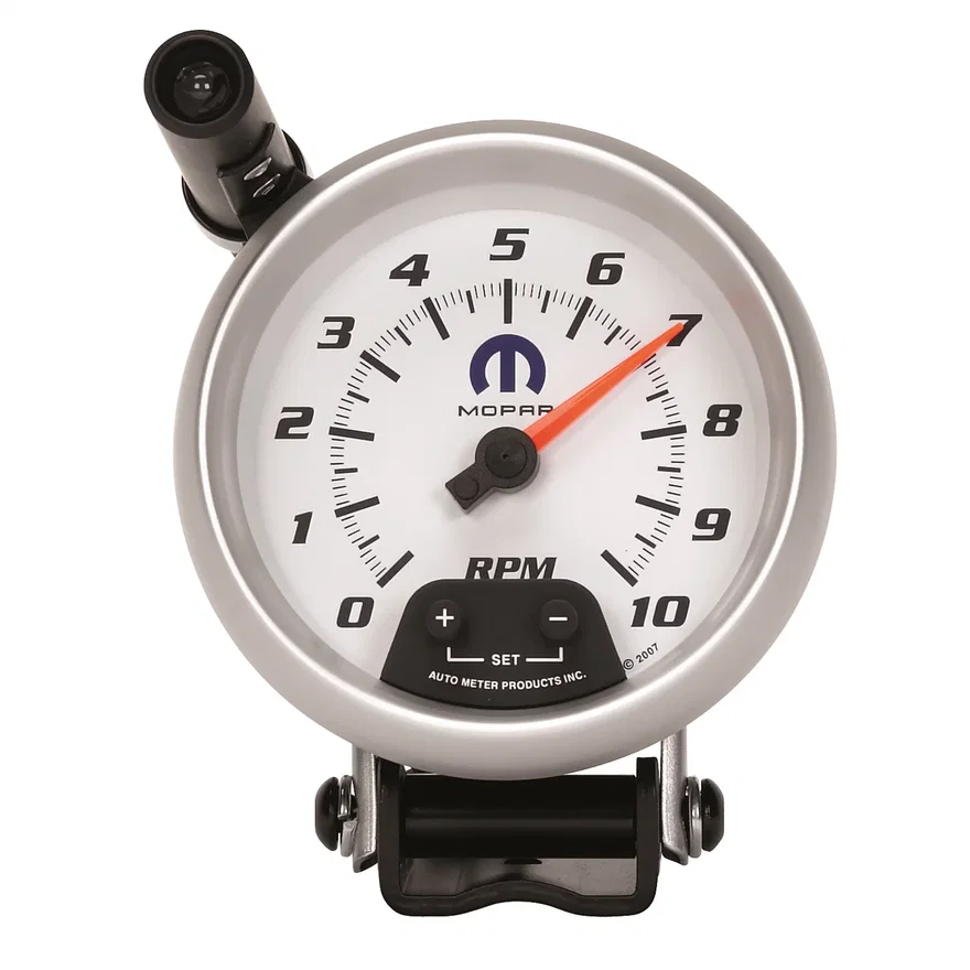 GAUGE; TACHOMETER; 3 3/4in.; 10K RPM; PEDESTAL W/EXT. QUICK-LITE; WHITE; MOPAR