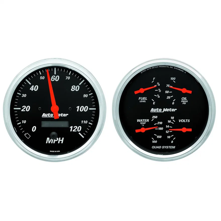 GAUGE KIT; 2 PC.; QUAD/SPEEDOMETER; 5in.; DESIGNER BLACK