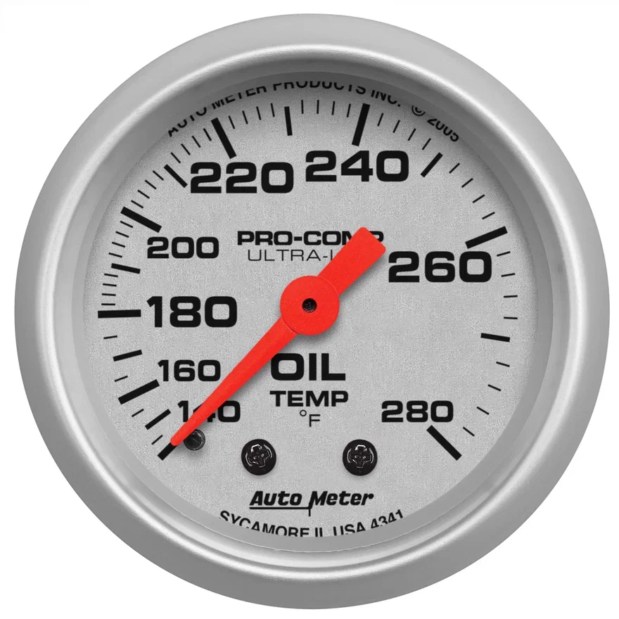 GAUGE; OIL TEMP; 2 1/16in.; 140-280deg.F; MECHANICAL; ULTRA-LITE