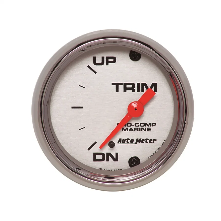 GAUGE; TRIM LEVEL; 2 1/16in.; 0ODOWN-90OUP; ELECTRIC; MARINE CHROME