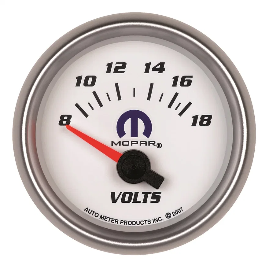 GAUGE; VOLTMETER; 2 1/16in.; 18V; ELECTRIC; WHITE; MOPAR